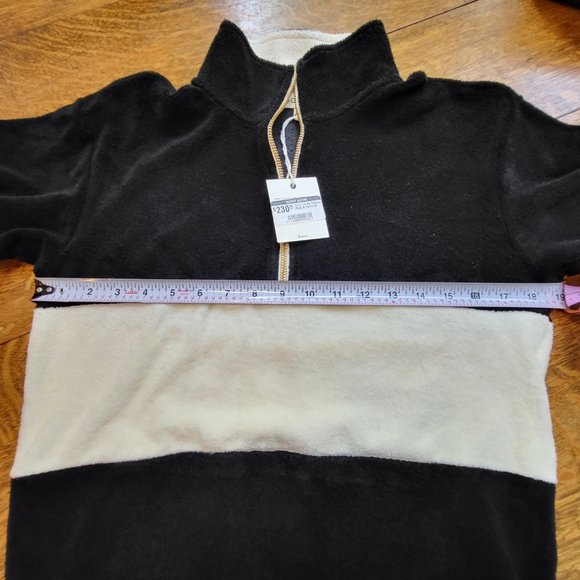 DONNI - Terry Half-Zip Pullover Black and Cream XSmall - Picture 12 of 14